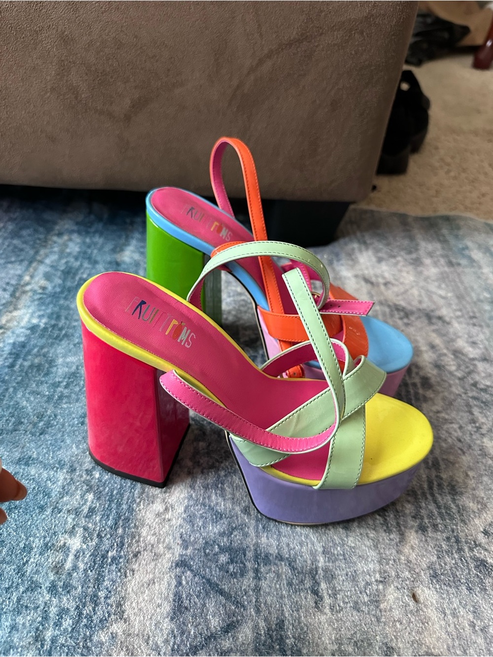 Kurt Geiger Multicolor Platform Sandals - Rainbow Strappy Heels